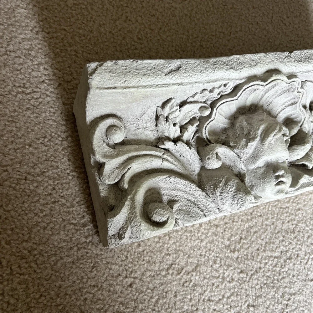 Design Toscano Cathedral Cherub Sculptural Wall Shelf,‎ Single, Antique Stone